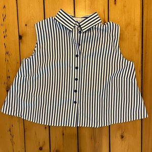 Blue/white stripe sleeveless button down, Laboratorio Capri, size small